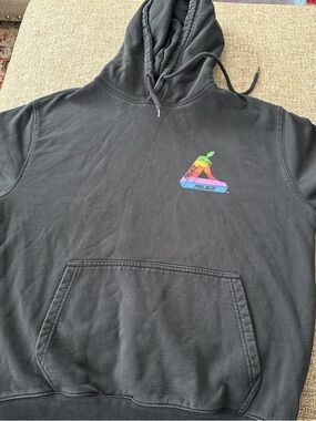 PALACE Black Pullover Hoodie with Rainbow Tri-Ferg Chest Logo